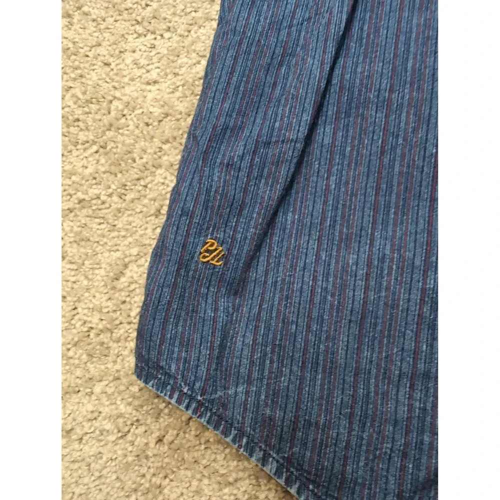 Pepe Jeans London Otto Mens XL Blue Striped‎ Cotton Button Down Shirt PM306280